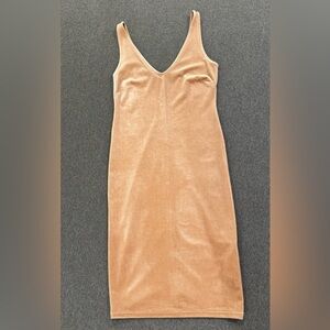 Forever 21 Tan/Orange Velvet Midi Tank Dress